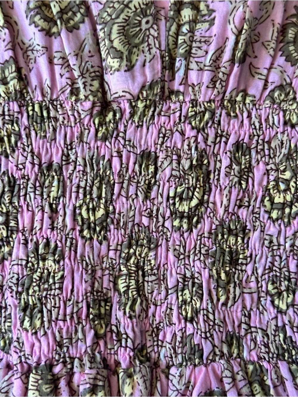 Perry Walker Collective Pink Floral Smocked Mini Dress 100% Cotton 3 Med - Picture 6 of 11